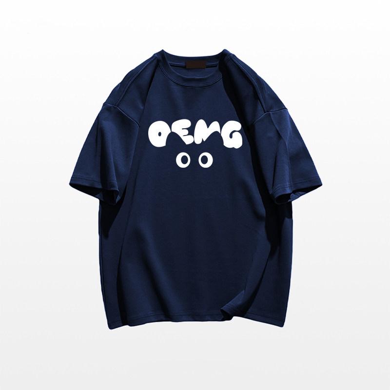 

Women s Plus Size American Retro Short Sleeve Cotton T-shirt - Summer 2026 Trendy Loose Fit 3XL (156-170 jin) темно-синий