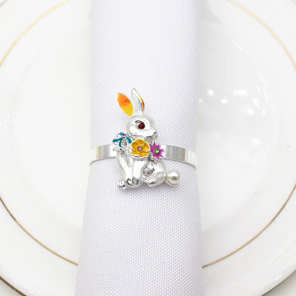 White Rabbit Napkin Buckle Alloy Napkin Rabbit Ring Table Decoration for Home Hotel Cafe Gold