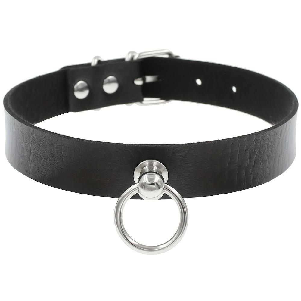 Gothic Punk Pu Leather Choker With O-Ring - Adjustable Collar Necklace For Women, Perfect For Halloween & Everyday Wear
