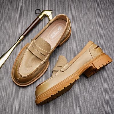 Britské Retro Ležérne Pánske Topánky Trendy Mokasíny Pánske Kožené Lenivé Topánky Zvyšujúce Jednopedálové Kožené Topánky