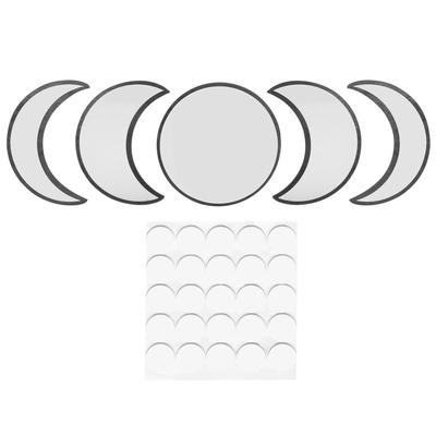 Wall Mirror Acrylic Moon Cycle Change Mirrors Set for Home Bedroom Decoration OrnamentBlack
