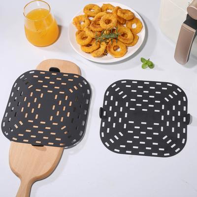 Air Fryer Liner Silicone Baking Pad Square Heat Resistant Air Fryer Accessories Replacement Crisper Plate Non-Stick Air Fryer Grill Pan