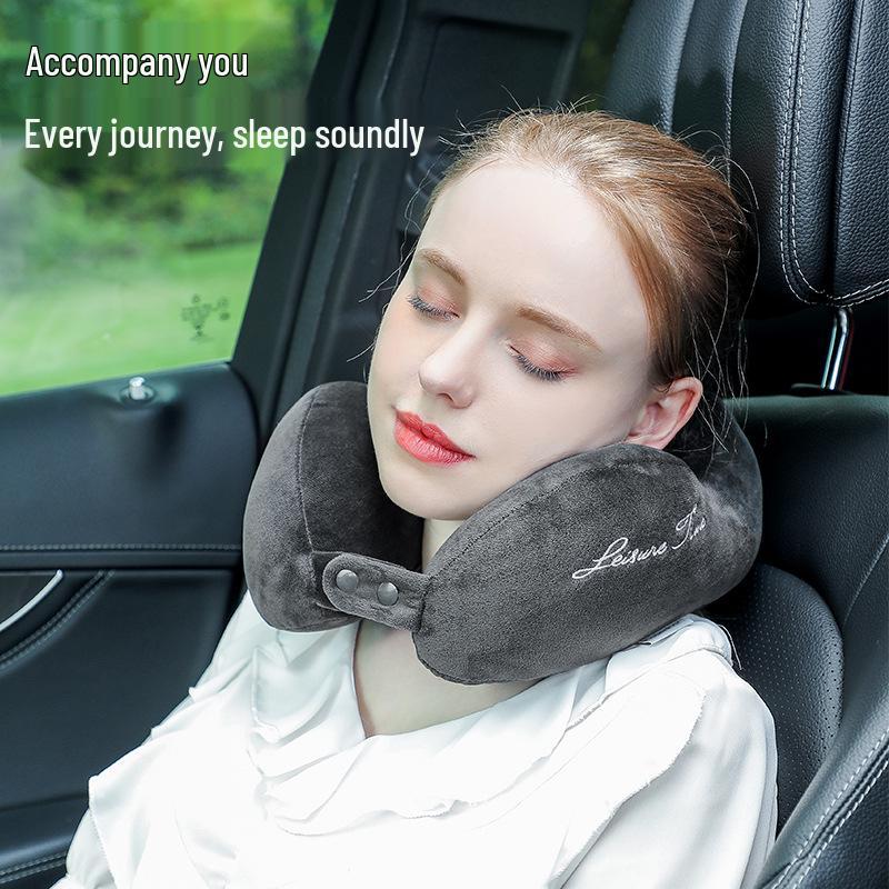 Cuscino Cervicale Ricamato a Forma di U Color Cammello - Ideale per Casa, Ufficio, Viaggio, con Imbottitura in Cotone PP e Logo Personalizzato