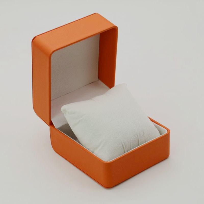 Rounded Corner PU Leather Single Watch Storage Box with Threaded Flip Cover