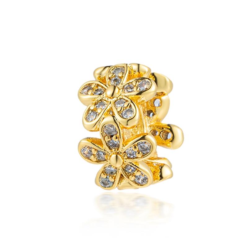 NIEUWE DIY Vergulde Sieraden Roze Kers Verwarde Sundrop Bloem Bedeltje Roos Margriet Bedels Passend voor Armband Vrouwen Cadeau