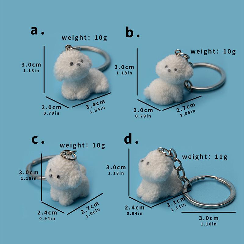Adorable 3D Puppy Resin Flocked Keychain Pendant & Bag Charm
