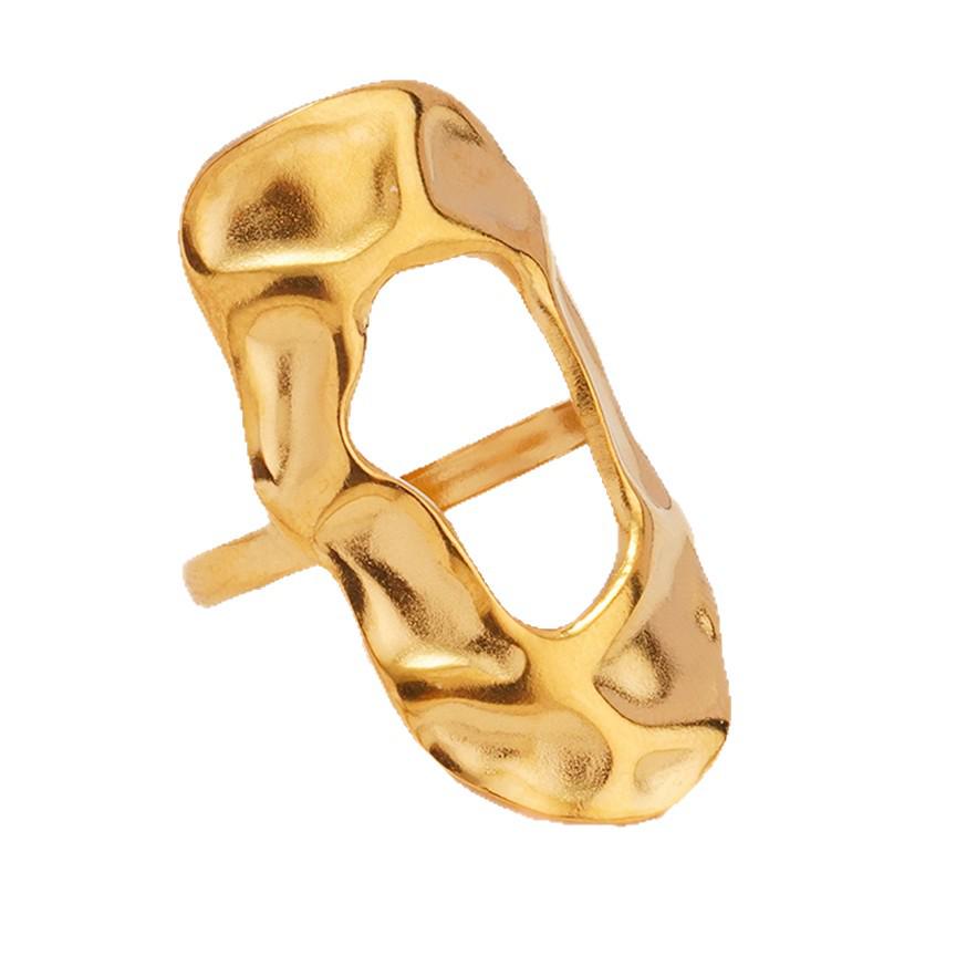 Stainless Steel Women's Luxury European-American Style Cross Irregular Ring