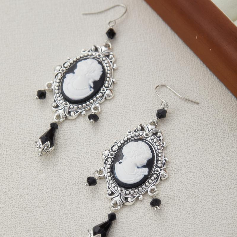 Xiaomi 1pair Gothic Retro Portrait Black Dangle Earrings Palace Style Birthday Jewelry Gift for Women