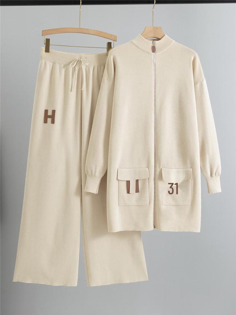 Women's Autumn Chic Knit Cardigan & Wide-Leg Pants Two-Piece Set