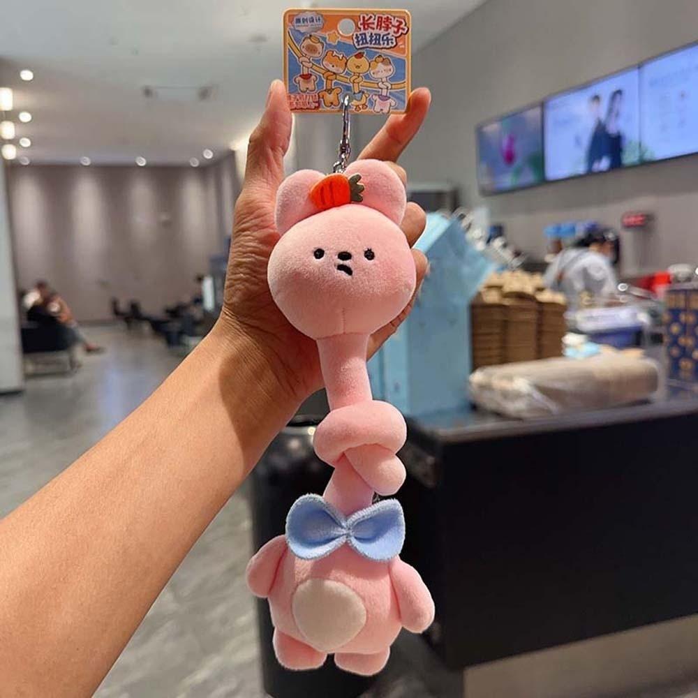 Creative Design Knotted Plush Pendant Ultra-Soft Fabric Vibrant Colors Long Neck Stuffed Doll Flexible Structure