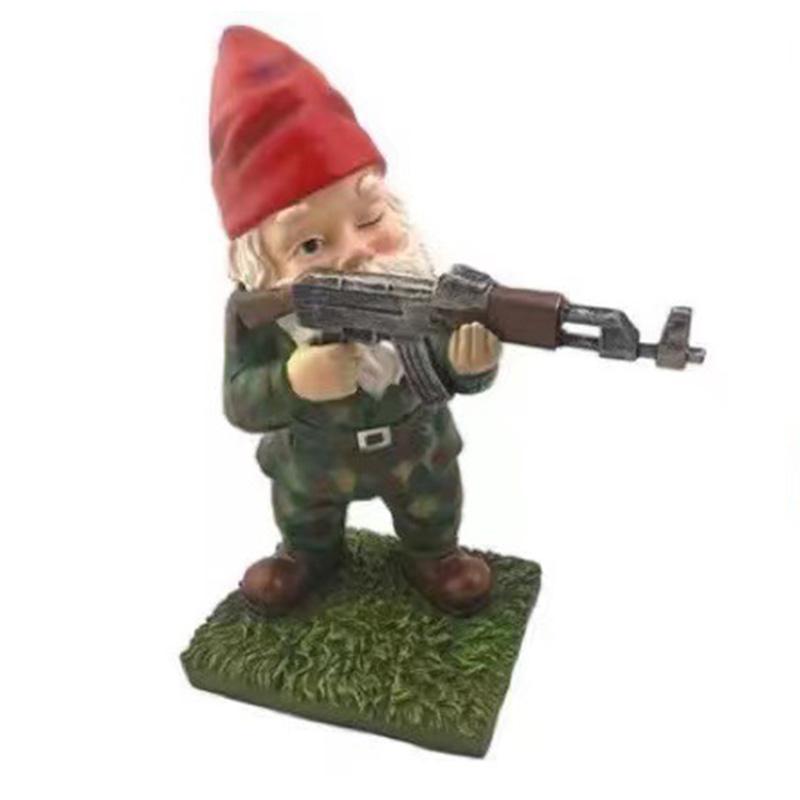 Креативный Садовый Гном из Смолы Санта Забавный Статуэтка Гнома Фигурка Бойца Скульптура Снайпера Садовый Настольный Газонный Орнамент Новый