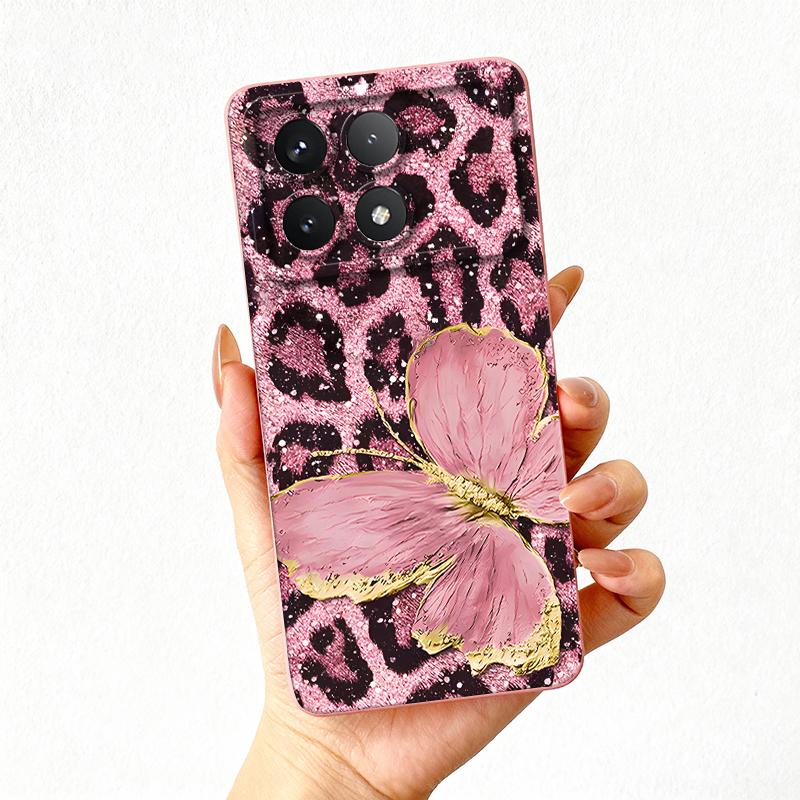 

Leopard Butterfly Phone Case for Xiaomi Poco F7 Ultra 5G F6 F5 X7 X6 X5 M7 M5 4G M6 Pro Cases Shockproof Silicone Bumper Cover Poco F5