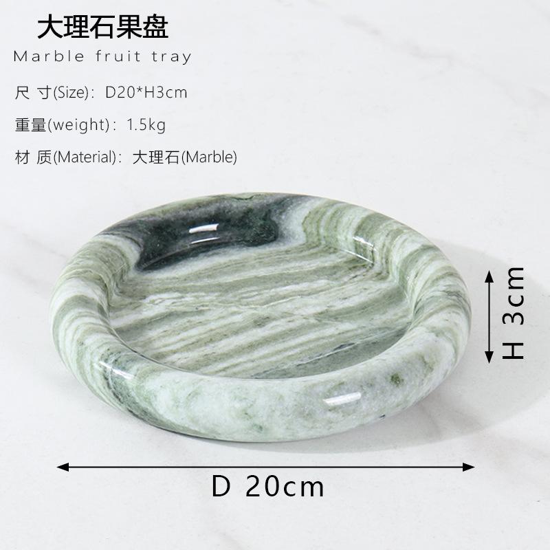 Natural Marble Round Fruit Plate Tray Creative Home Living Room Dried Fruit Snack Plate