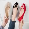 Fashion Wedding Bride Shoe Red Woman Flats Low Heel Elegant Square Buckle Slip On Stylish High Quality Fashion Popular Shoes for Women