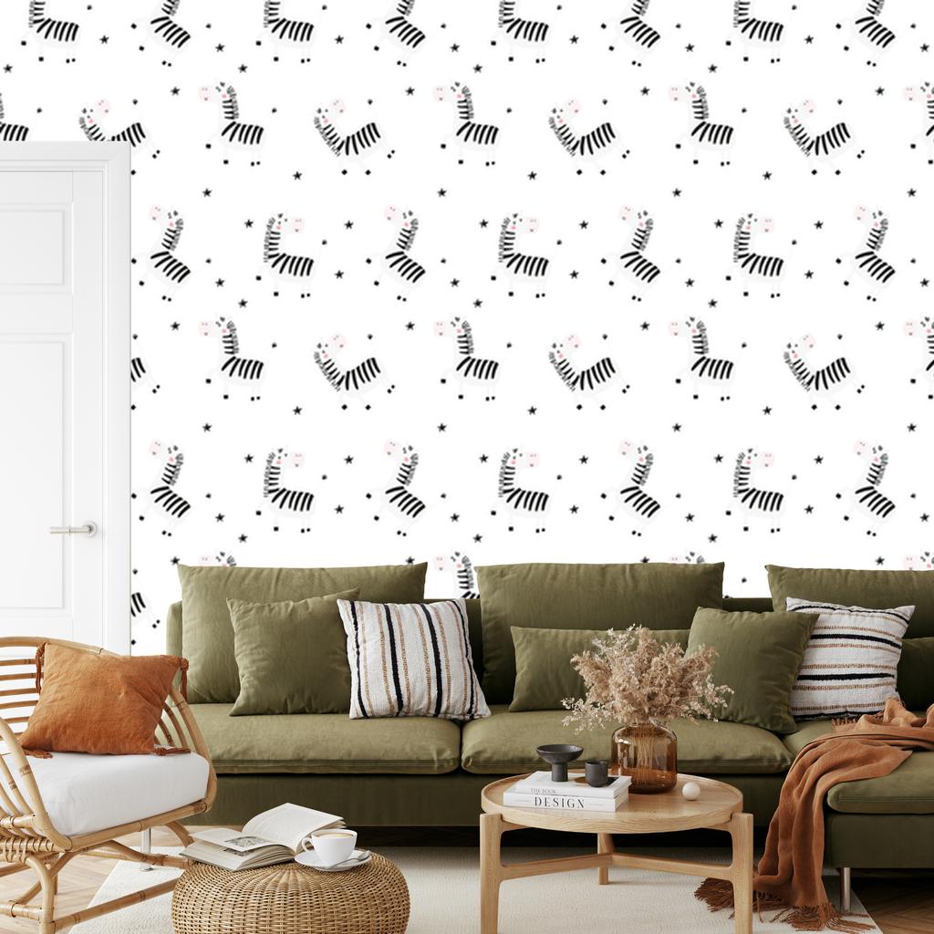 Zebra and Stars Animals Wallpaper for Living Room and Bedroom 50x1000