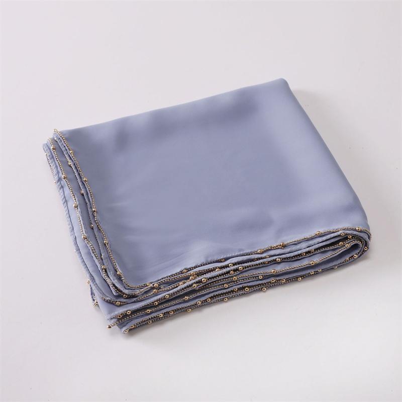 Gold Ball Bubble Chiffon Hijab Ramadan Solid Scarves Necklace Chain Shawls Women Sunscreen Headscarf Outdoor Windproof Head Wrap