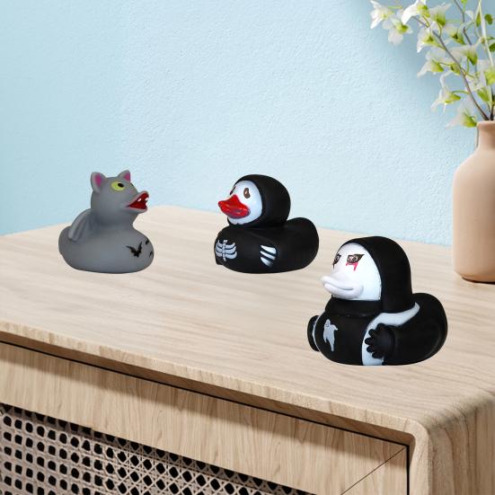 6Pcs Halloween Horror Rubber Duck with Pressable Ghost Face Spooky Ghost Duck for