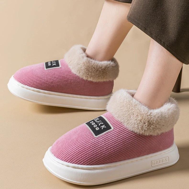 Super Warm Cotton Slippers for Winter Wear Plus Velvet Thickening All-inclusive Heel To Keep Out The Cold, Snow Boots for The Elderly, Fur Drag
