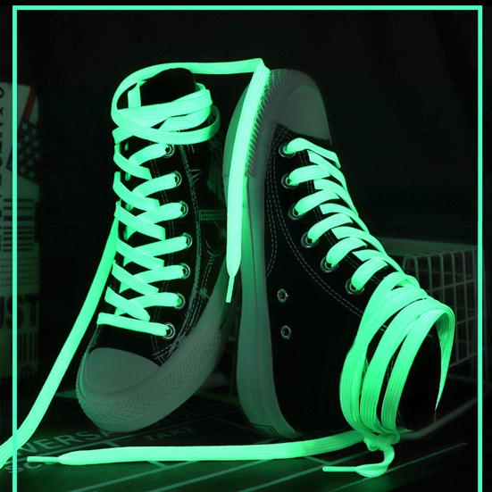 1 Pair Luminous Shoelaces Glow in The Dark Shoe Laces Fluorescent Flat Shoelaces Replacements for Sneakers Boots