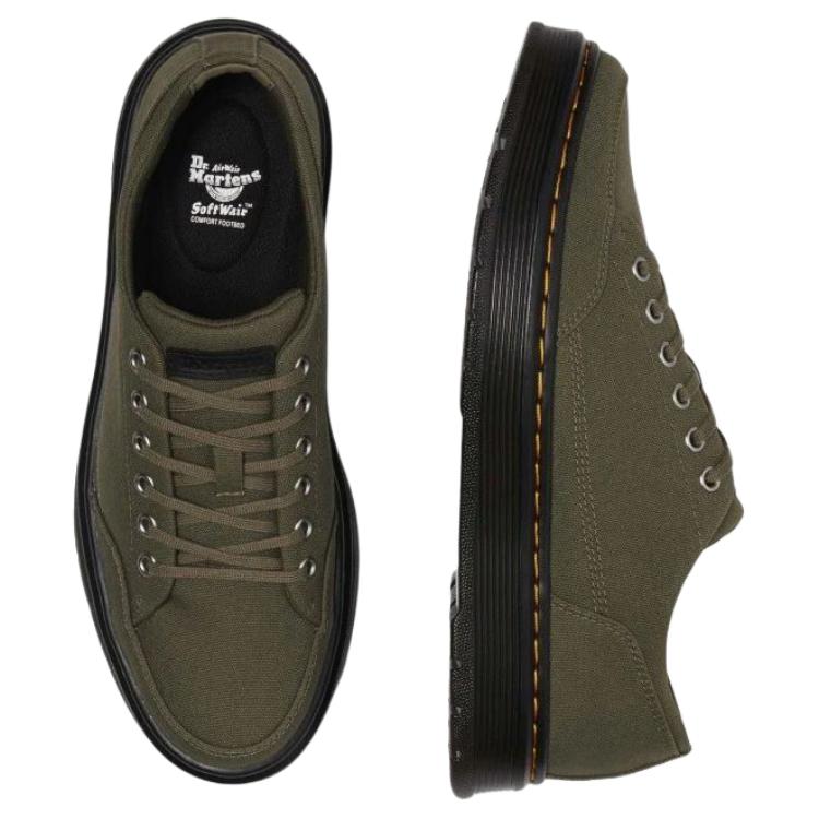 Dr. Martens Brookline Canvas Casual Comfortable Durable Low-Top Sneakers Men sneakers Olive-Green 40661300