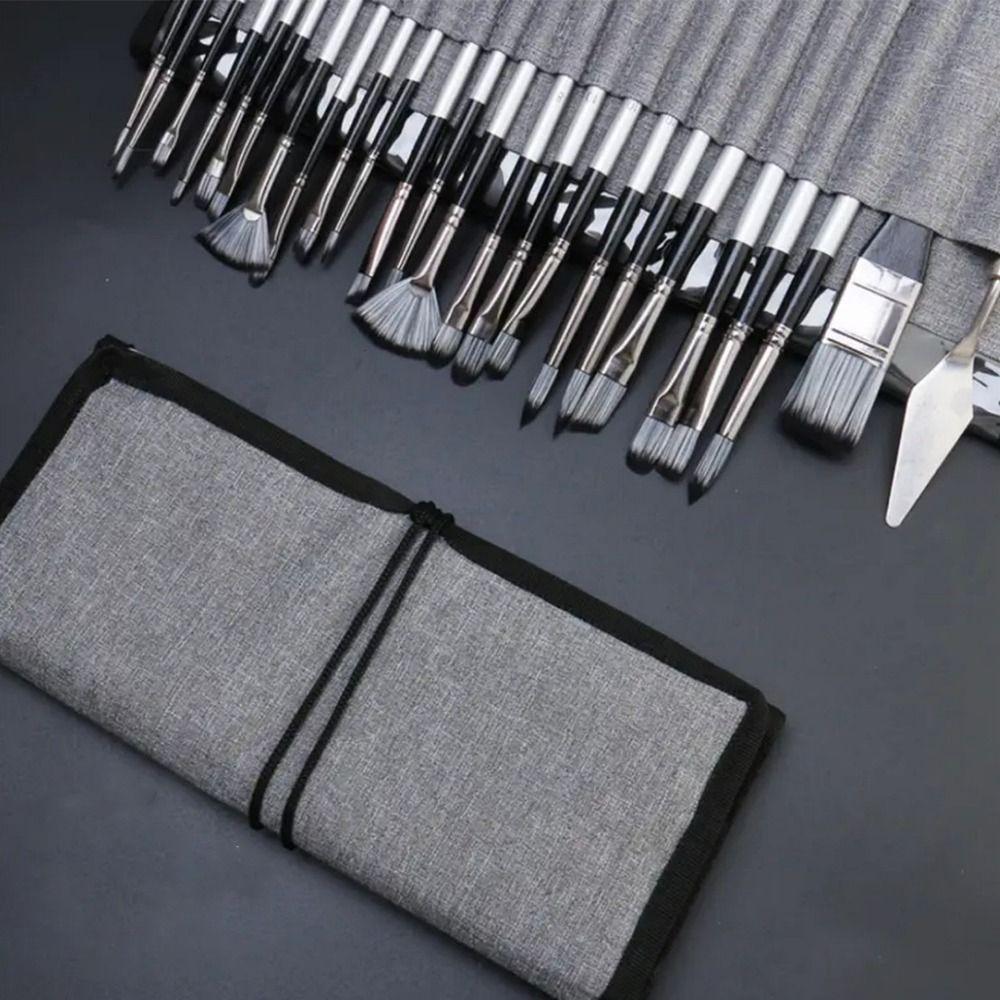 24pcs/set DIY Art Nylon Brush Set Wooden Handle Artist Paint Brushes  Acrylic Painting