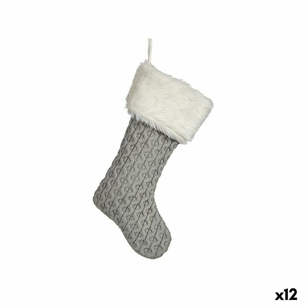 Christmas Bauble Christmas Stocking Gray Cloth 28 X 4 X 46 Cm (12 Units)