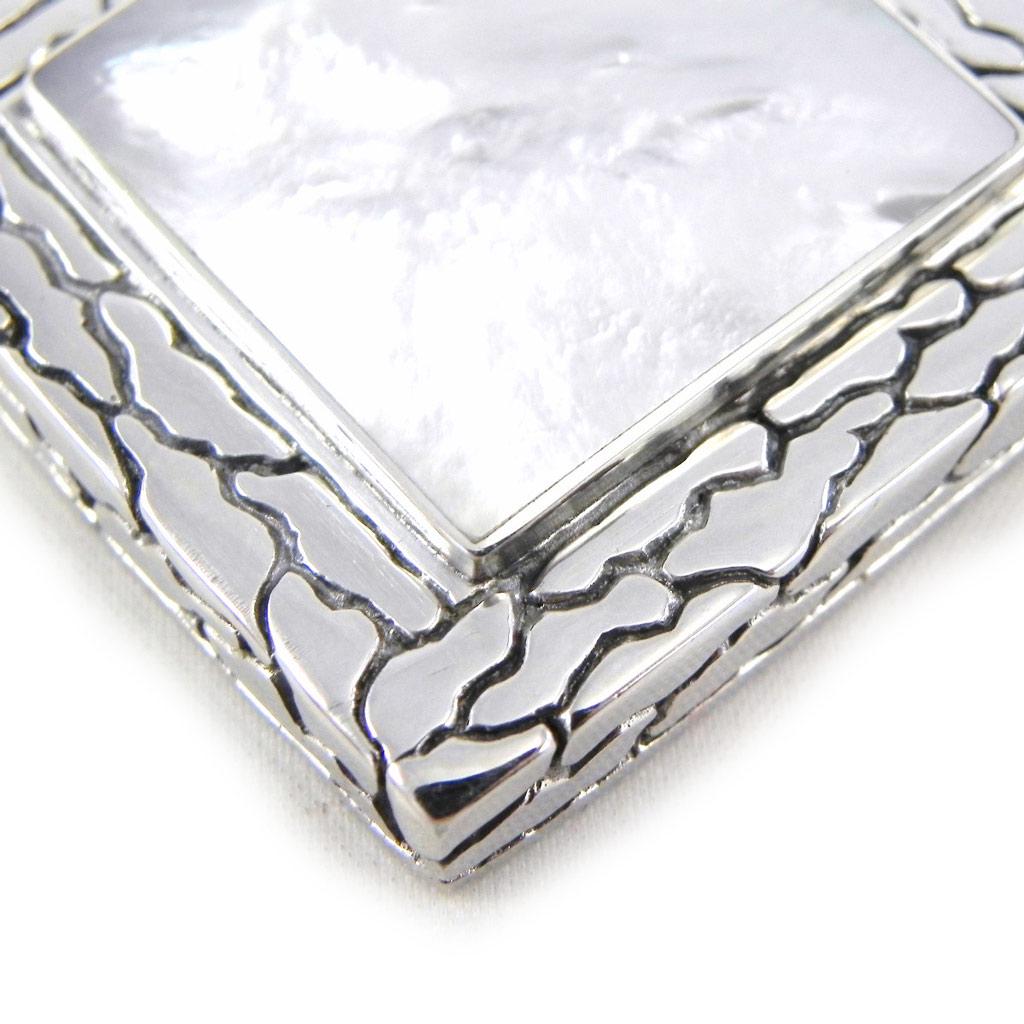 Les Trésors De Lily [F7739] - Pendentif Argent artisanal 'Sapa' nacre argenté - 35x35 mm