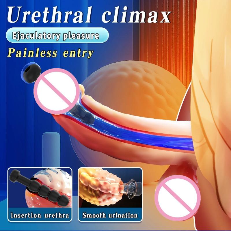 7-Size Hollow Silicone Urethral Catheter Kit – Penis Dilator Plug with Stimulator for Sounding & Male Masturbation