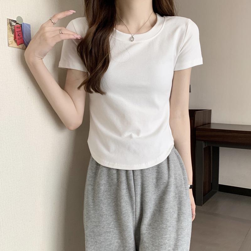 2026 Summer New Slim Fit V-Neck Short-Sleeve T-Shirt for Petite Women