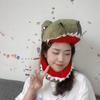 PP Cotton Doll Plush Dinosaur Hat Green Plush Shark Hat Headgear Dinosaur  Christmas Gift