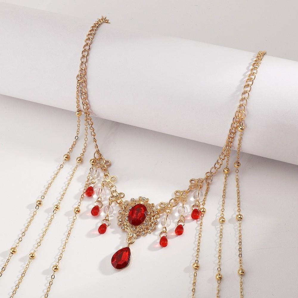 Water Droplet Clavicle Chain Tassel Chain Shiny Choker Luxury Rhinestone Necklace Bridal