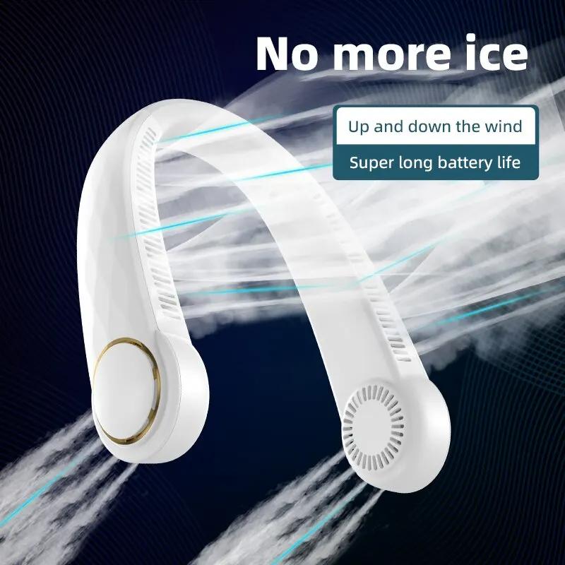 2000mAh Přenosný Venkovní Malý Ventilátor USB Nabíjení Bezlopatkový Závěsný Krční Ventilátor 3 Rychlosti Nastavitelný Bezdrátový Bezlopatkový Krční Ventilátor