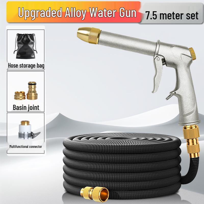 High-Pressure Car Wash Water Gun Set with Retractable Hose and Foam Pot