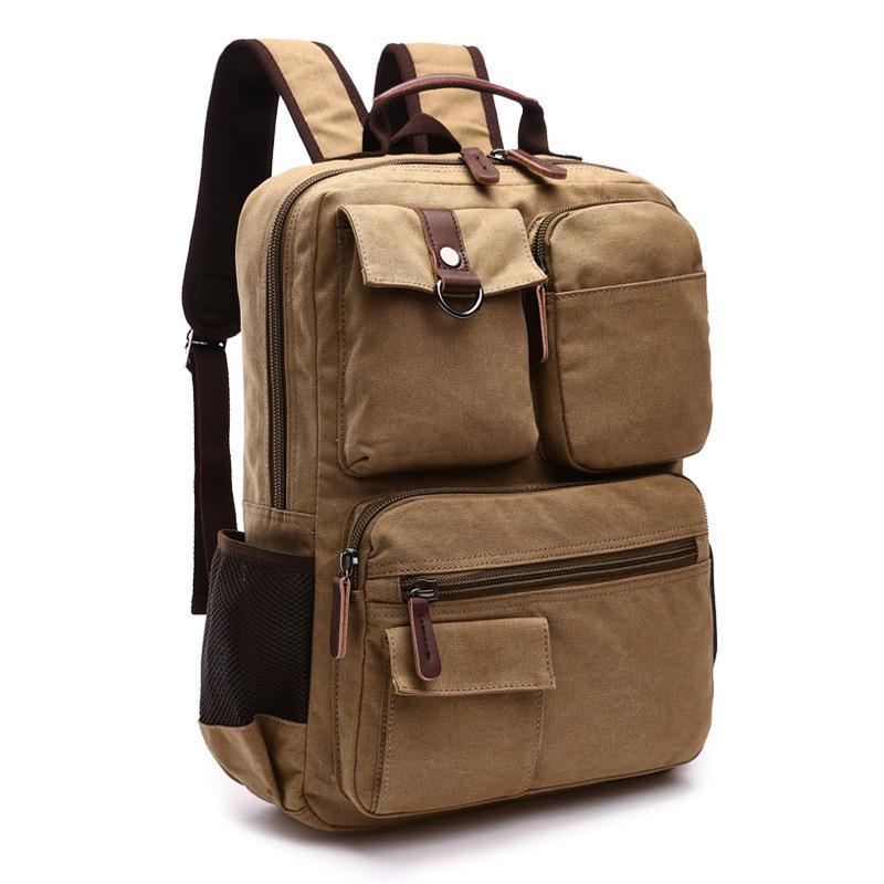 

TS JYL laptop bag,Canvas Backpack Vintage Large Travel Student Laptop Bag OneSize сірий