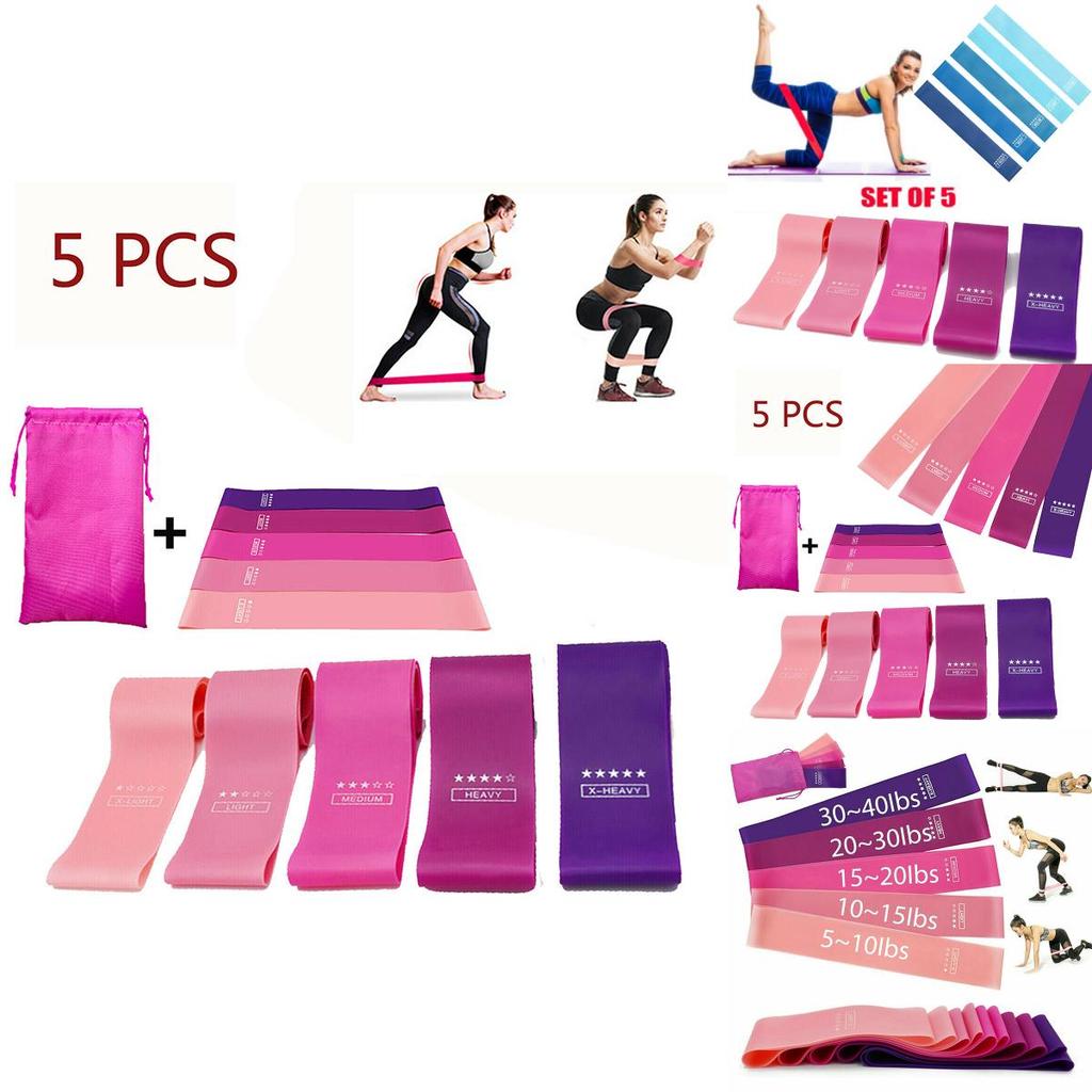 Premium Latex Gym Widerstandsbänder Set für Fitness und Physio in eleganten Rosatönen