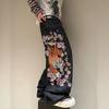 Nuevos pantalones de pierna recta para hombre Moda callejera europea y americana nuevos vaqueros bordados de tigre y flor de cerezo