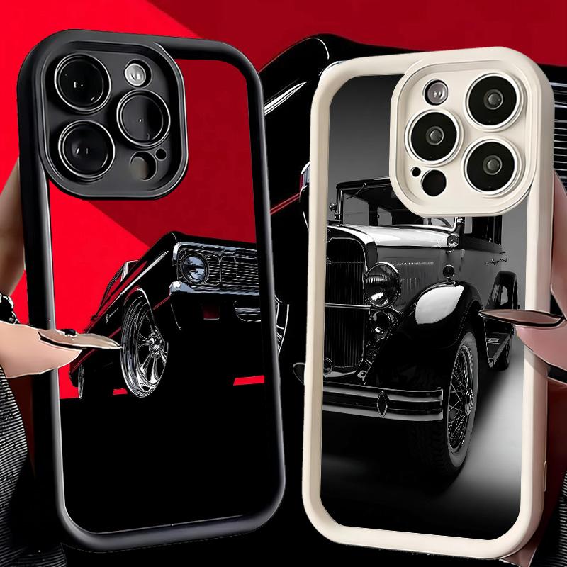 Phone Case for iPhone 17 Air 16E 15 16 Pro Max Classic Vintage Retro Car Cover 14 Plus 13 12 Mini Soft Shell Silicone Fundas