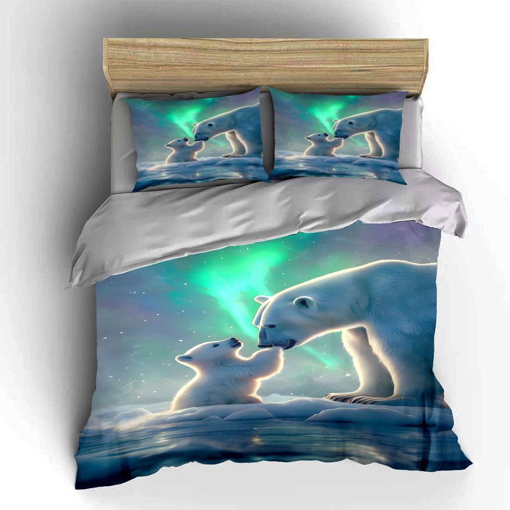 Polar Bears and Aurora. Bedding Sets Duvet Cover Sets Duvet Covers Pillowcases(1 * Duvet Cover 2 * Pillowcases Without Duvet Insert)