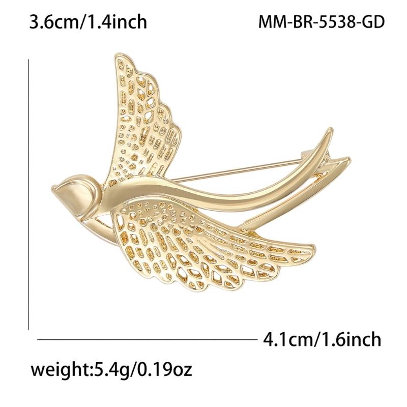 Contemporary Swallow Brooch Lightweight Alloy Jewelry With Polished Texture Gift For Birthdays Anniversaries Event