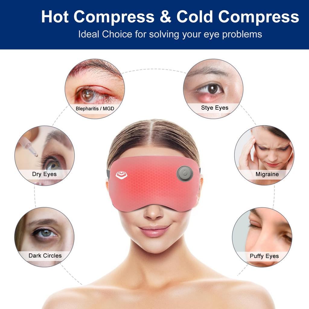 GRAPHENE TIMES Hot Eye Mask Cordless Made of Pure Silk Graphene Heating Hot and Cold Use Cooling Gel Cooling Eye Mask Gel Eye Mask Rechargeable 2