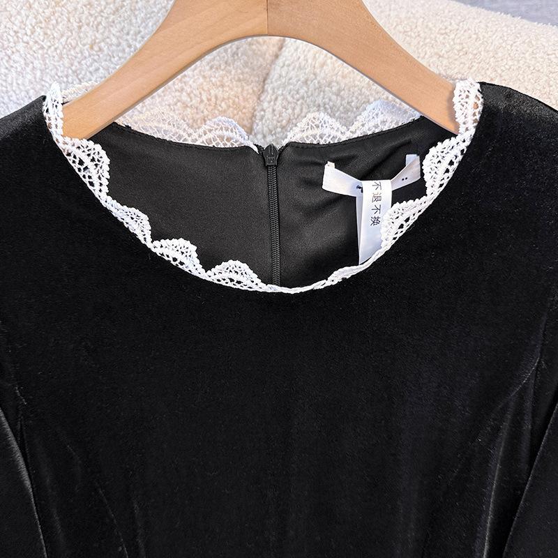 Plus-size Women's Spring Chiffon Dress with Diamond Embellishments and Slimming Effect. A-line Skirt.