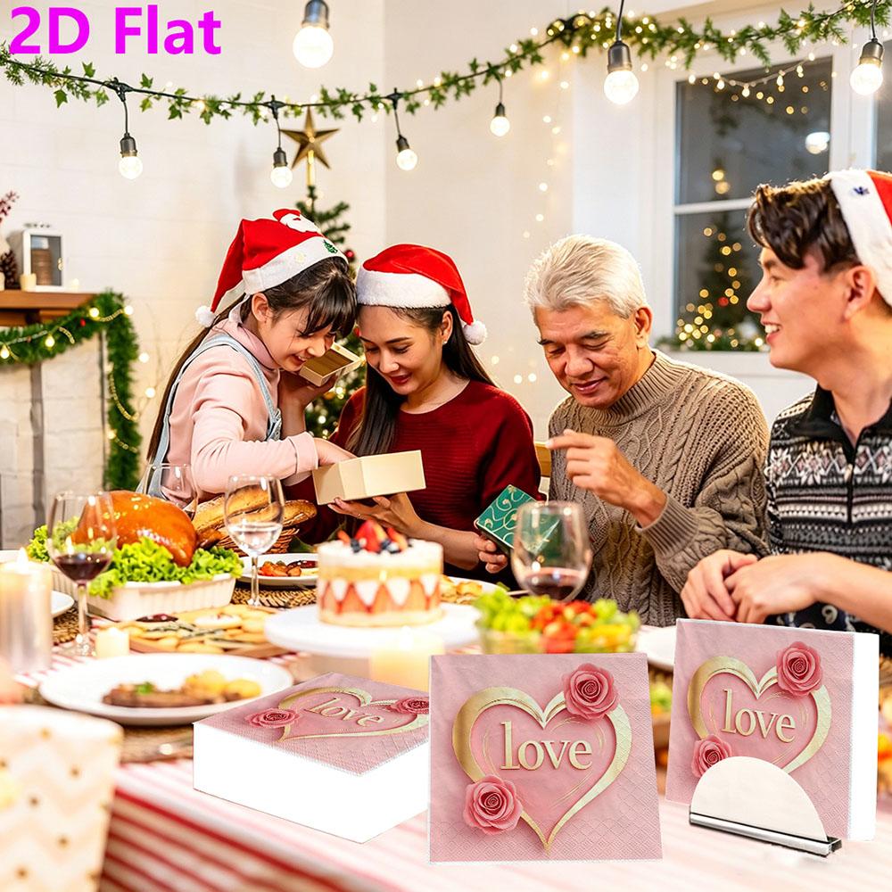 20pcs Disposable Napkins with Love Pattern Print for Wedding,Parties,and Daily Use for Thanksgiving Fall Christmas Table Decoration