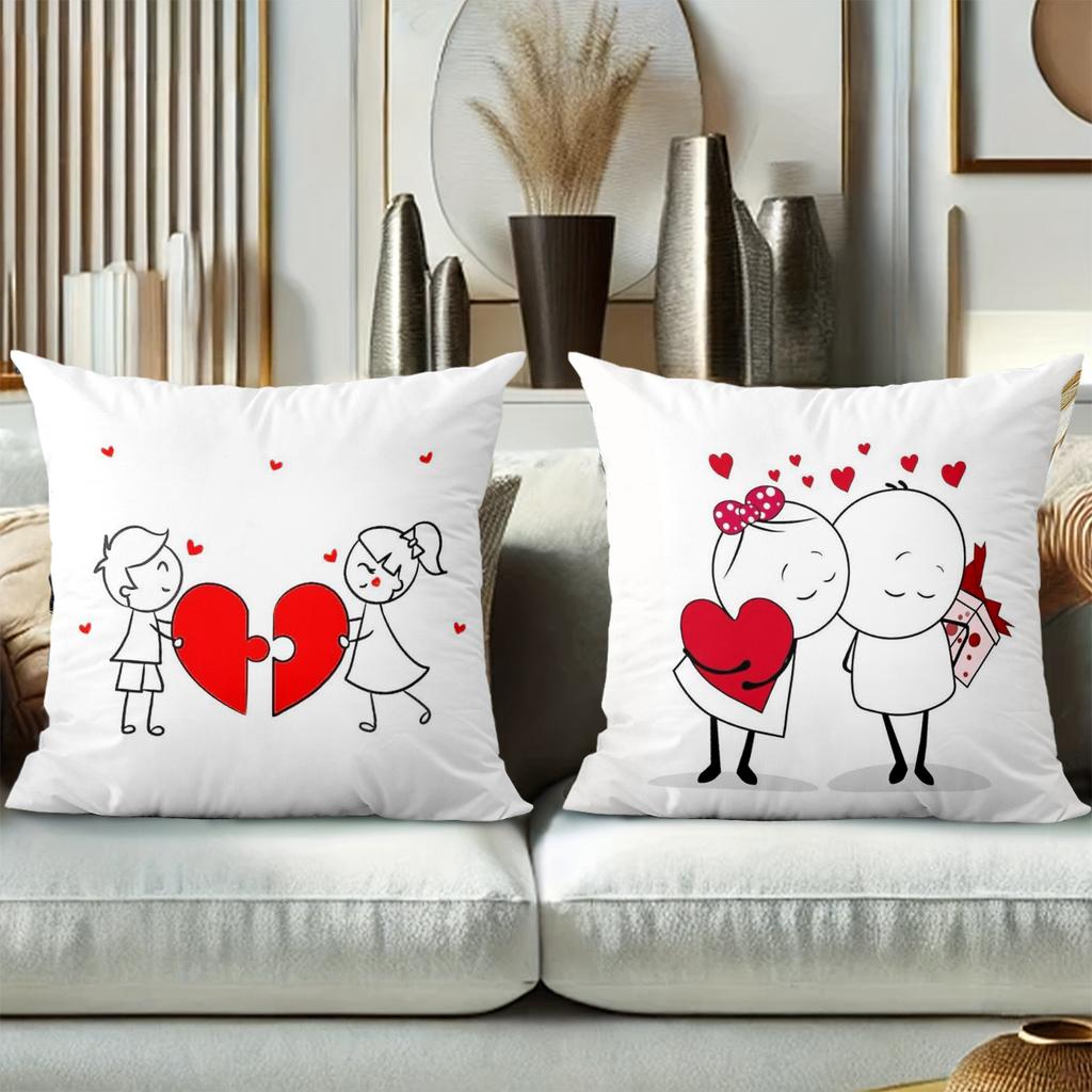 Cute Couple Heart-Shaped Pillows for Romantic Decor Polyester pillowcase, sofa decorative cushion cov Headboard Pillow