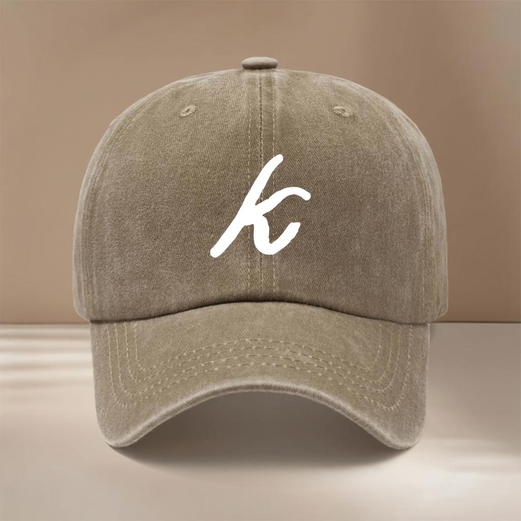 This Is a Comfortable And Trendy Adjustable Size Baseball Cap with HandWritten Letter K Pattern Unisex Easy Lightweight Curved