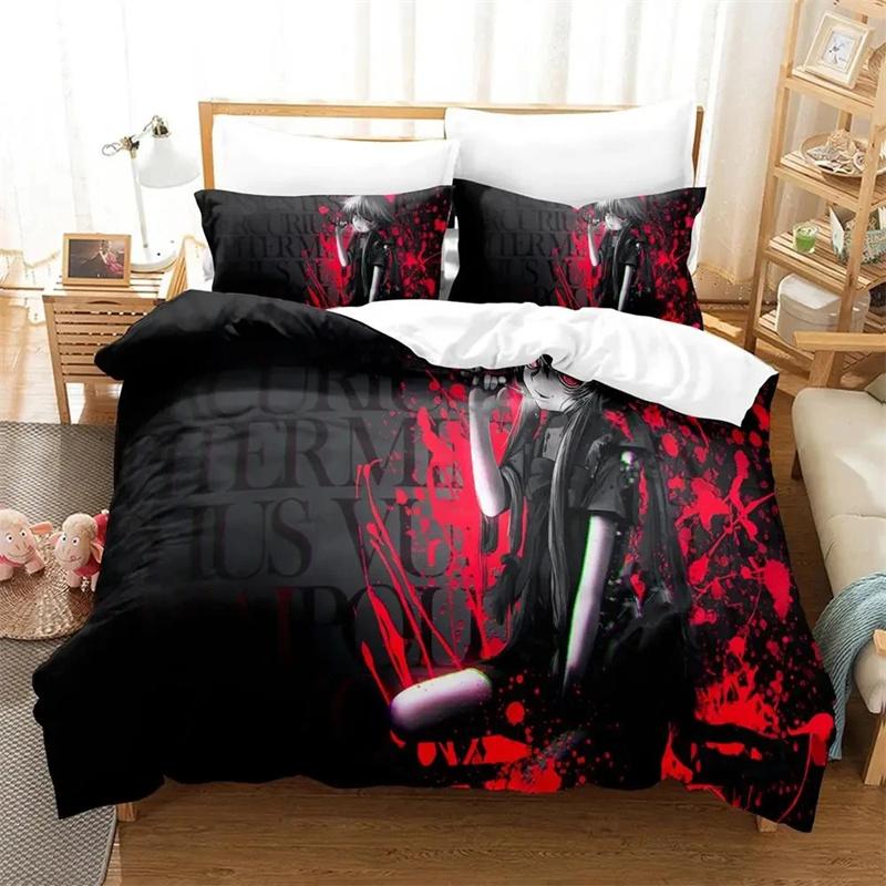 Anime Jurnalul Viitorului Yuno Gasai Set de Pat Husă de Plapumă Față de Pernă, Mărime King Queen Twin Băieți Fete Adulți Set de Lenjerie de Pat