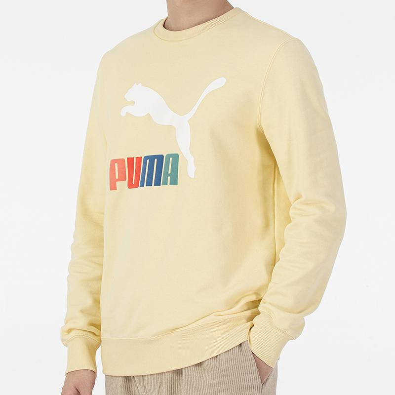Puma Classics Logo Interest Crew Sweater Men Tops Beige 535287-41