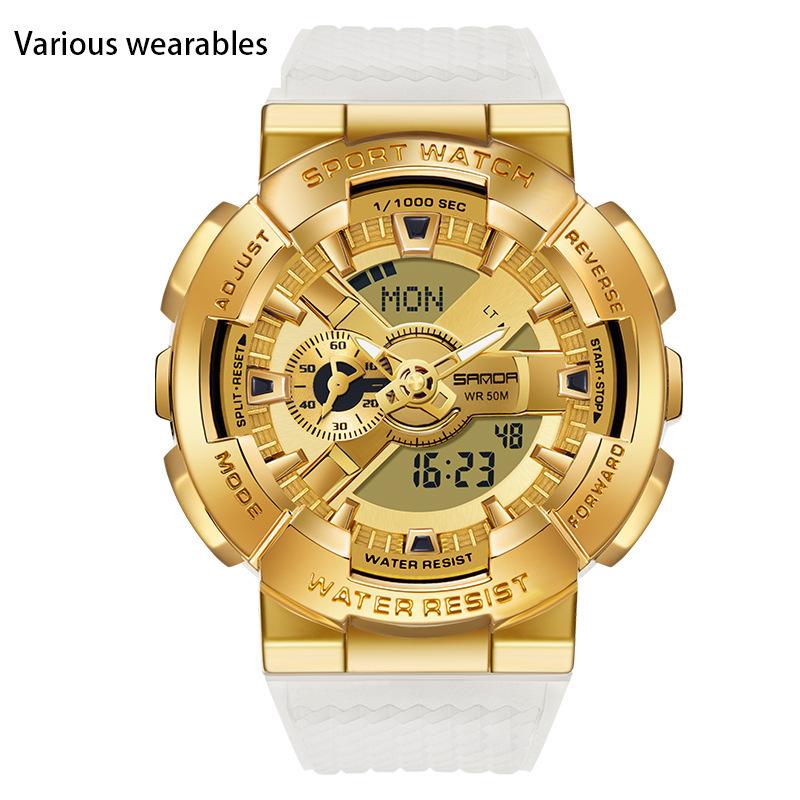 Reloj electrónico con movimiento sincrónico y doble pantalla para hombre, con función de luz manual y personalidad creativa.