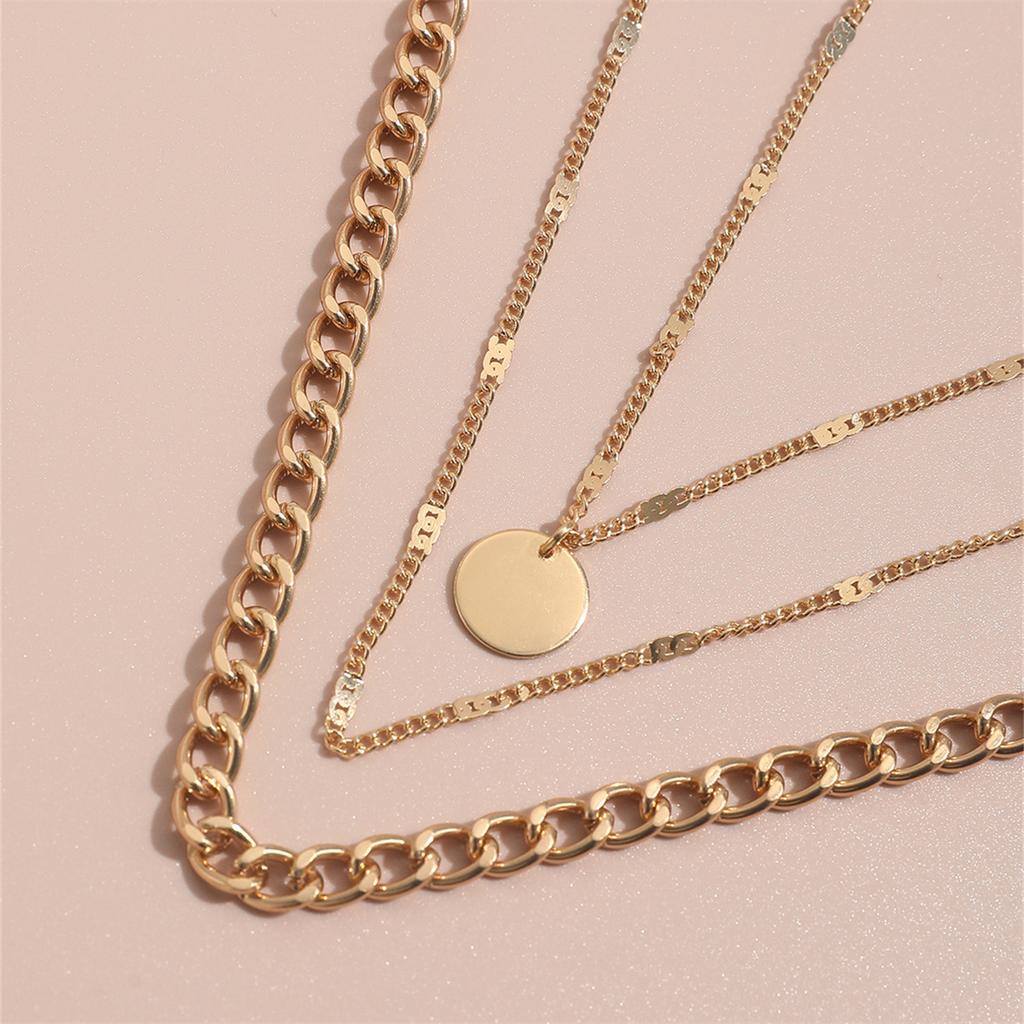 New simple disc anklet set, geometric anklet multi-layer stacked chain anklet 3-piece set