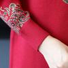 Fall Winter Women's Thick Crew Neck Wool Sweater Loose Rhinestone Embroidered Plus-size Sweater Soft Skin-friendly Knitted Stretchy Pullover Top
