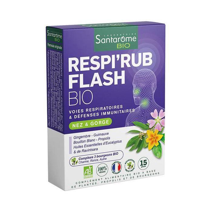 Santarome Bio - Respi#039;Rub Flash Bio - Nez Gorge - 15 Comprimés